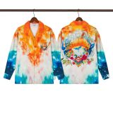 Cross-border American fashion Casblanca long-sleeve shirt, casual beach style, unisex printed patterned shirt