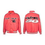 High-quality Hellstar retro embroidered jacket for men and women, casual and versatile PU leather coat