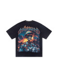 Cross-border trendy new American street hip-hop pure cotton vintage distressed casual versatile short-sleeve shirt