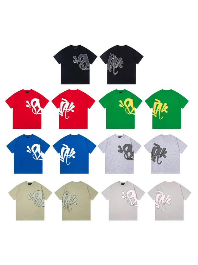 SYNA WORLD American-style loose-fitting short-sleeve Y2K unisex trendy brand hip-hop streetwear for couples, casual and versatile