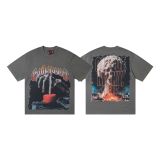 Cross-border trendy new American street hip-hop pure cotton vintage distressed casual versatile short-sleeve shirt