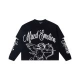 Cross-border European and American trendy brand American street hip-hop long-sleeve patchwork T-shirt for men and women, high street style
