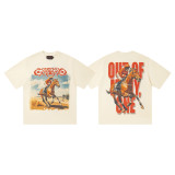 Cross-border trendy new American street hip-hop pure cotton vintage distressed casual versatile short-sleeve shirt