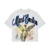 New 25ss Cross-Border Rhinestone Print American Streetwear High Street Short Sleeve T-Shirt