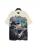 New printed short-sleeve T-shirt for men, summer loose fit, trendy brand, breathable and sweat-absorbent