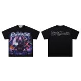 Cross-border American fashion MAJESTIK direct-print American street hip-hop printed rhinestone vintage washed short-sleeve T-shirt