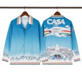 Cross-border American fashion Casblanca long-sleeve shirt, casual beach style, unisex printed patterned shirt