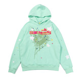 Sp5der cross-border trendy brand new loose casual printed hooded pure cotton spider web versatile American street style sweatshirt
