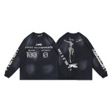 Cross-border American fashion Hellstar new American street hip-hop loose washed vintage pure cotton casual long sleeve