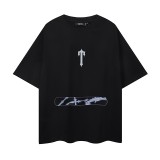 Letter-printed short-sleeve T-shirt, trendy brand, loose fit, summer wear for couples