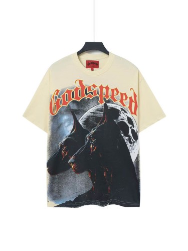 New printed short-sleeve T-shirt for men, summer loose fit, trendy brand, breathable and sweat-absorbent