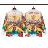 Cross-border American fashion Casblanca long-sleeve shirt, casual beach style, unisex printed patterned shirt