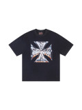 Cross-border trendy new American street hip-hop pure cotton vintage distressed casual versatile short-sleeve shirt