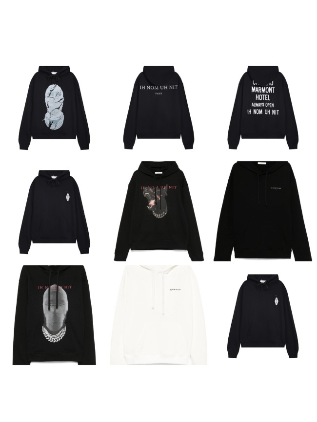 Cross-border trend IH NOM UH NIT printed loose-fitting hooded sweatshirt for men and women