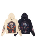 Cross-border 25ss autumn and winter new style direct-print washed vintage pure cotton hip-hop trendy hoodie sweatshirt