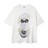 Cross-border loose-fitting short-sleeve T-shirt for men and women, summer printed trendy pure cotton top