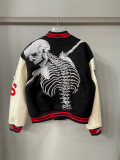 25S Cross-Border American Fashion Brand God&speed Skull Letter Embroidered Jacket High Street Padded Baseball Jacket