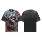 Cross-border American fashion VALE retro hip-hop street style American pure cotton short-sleeve T-shirt with character print