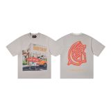 Cross-border trendy new American street hip-hop pure cotton vintage distressed casual versatile short-sleeve shirt