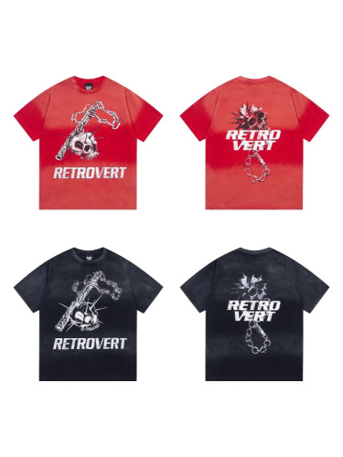 Retrovert trendy brand classic letter logo printed casual T-shirt for men and women, vintage loose fit, short sleeve, antibacterial