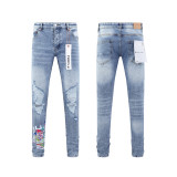 Cross-border trendy new Purple Brand ripped washed vintage street hip-hop denim pants
