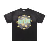 Cross-border American fashion printed letter American street hip-hop washed vintage pure cotton short-sleeve T-shirt