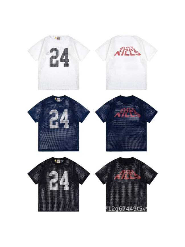 Gallerydept trendy brand classic letter logo printed loose-fitting spring/summer mesh T-shirt unisex jersey style round neck