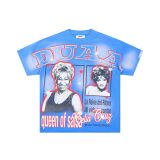 Cross-border American fashion brand DUAA's new rhinestone-embellished American street hip-hop pure cotton high-quality casual versatile short-sleeve T-shirt