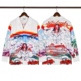 Cross-border American fashion Casblanca long-sleeve shirt, casual beach style, unisex printed patterned shirt