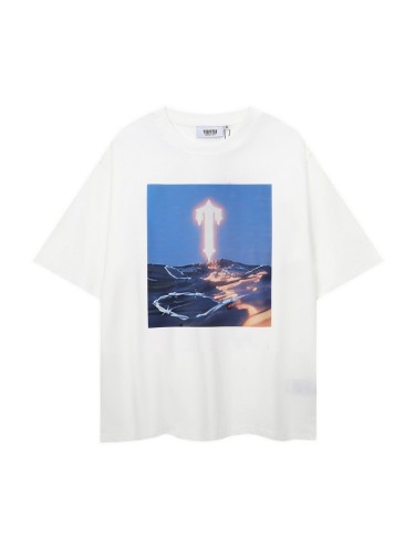 American-style niche printed short-sleeve T-shirt for men, loose and casual summer top from a trendy brand