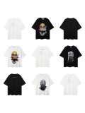 European and American trendy mask-printed loose-fitting short-sleeve T-shirt for both men and women