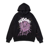 Sp5der cross-border trendy brand new loose casual printed hooded pure cotton spider web versatile American street style sweatshirt