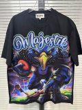 Cross-border American fashion MAJESTIK direct-print American street hip-hop printed rhinestone vintage washed short-sleeve T-shirt