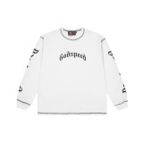 Cross-border trendy new American street hip-hop printed retro waffle casual long-sleeve T-shirt