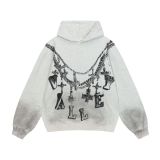 Cross-border American fashion brand VALE's new street hip-hop American-style washed vintage cotton sweatshirt with printed trendy design