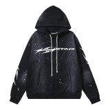 Cross-border American fashion Hellstar loose-fitting American hip-hop street style pure cotton washed vintage zipper hooded sweatshirt