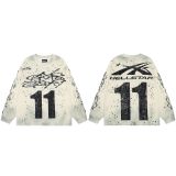 Cross-border American fashion Hellstar washed vintage distressed American street hip-hop printed long-sleeve T-shirt