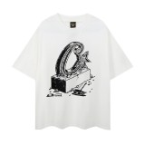 Summer couple's loose-fitting pure cotton short-sleeve T-shirt with print, casual style for both men and women