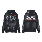 Cross-border American fashion Hellstar loose-fitting American hip-hop street style pure cotton washed vintage zipper hooded sweatshirt