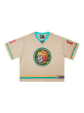 Cross-border trendy new printed mesh jersey, versatile American street hip-hop summer short-sleeve shirt