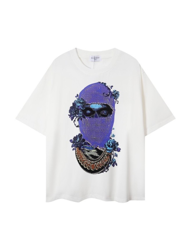 Cross-border foreign trade printed masked couple loose-fitting short-sleeve T-shirt