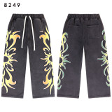Cross-border foreign trade Vale new drawstring loose fit distressed street hip-hop American style pure cotton versatile pants