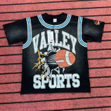 Cross-border American fashion brand VALE new American street hip-hop printed pure cotton versatile casual washed distressed short-sleeve T-shirt