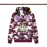 Cross-border trendy brand Glo Long's new full-print hooded pure cotton zip-up American street hip-hop sweatshirt
