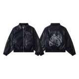 ERD  Rich Kid 25ss  New  Principle of Love  Embroidered Fleece-Lined Warm Leather Jacket, Loose Fit