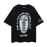 New printed short-sleeve T-shirt for men, summer loose fit, trendy brand, breathable and sweat-absorbent