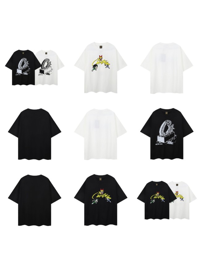 Summer couple's loose-fitting pure cotton short-sleeve T-shirt with print, casual style for both men and women