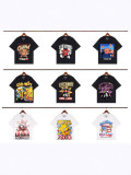 Cross-border trendy brand Glo Long's new printed pure cotton American street hip-hop casual versatile short-sleeve T-shirt