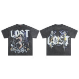 Cross-border American fashion Lost high street American hip-hop street casual new pure cotton versatile short-sleeve T-shirt