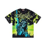 Cross-border trendy new American street hip-hop pure cotton vintage distressed casual versatile short-sleeve shirt